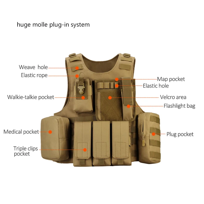 Airsoft Tactical Vest Mens Military Hunting Vests Equipment Vest Molle Combat Assault Plate Carrier Gilet Tactique Strap
