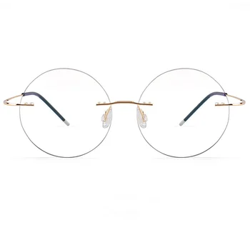 

Titanium Men's Round Rimless Glasses Frame Women Transparent Eyeglasses Optical Myopia Business Clear Spectacle Frame Fashion