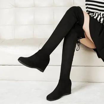 

Women Boots Fashion Over Knee Boots Ladies Increased Over Elastic Stretch Platform Shoes Boot Female Comfortable Shoes sdc78