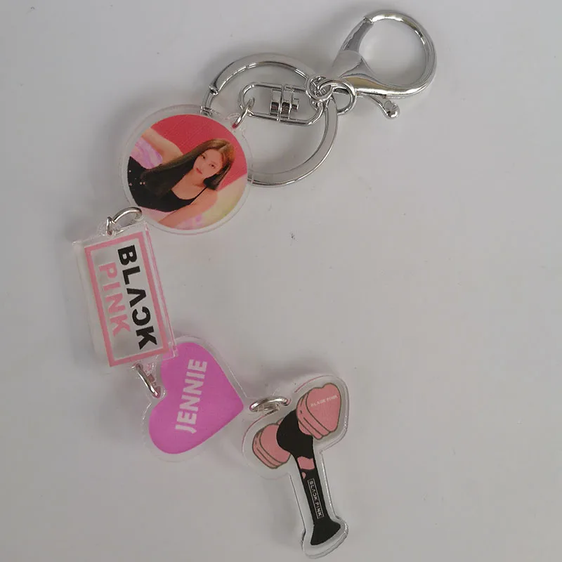 Blackpink двойными бортами джисо Дженни Лиза Роза фигуры на подставке, на одной стороне убить Брелок с цепочкой "Love" кольцо для ключей - Цвет: JENNIE