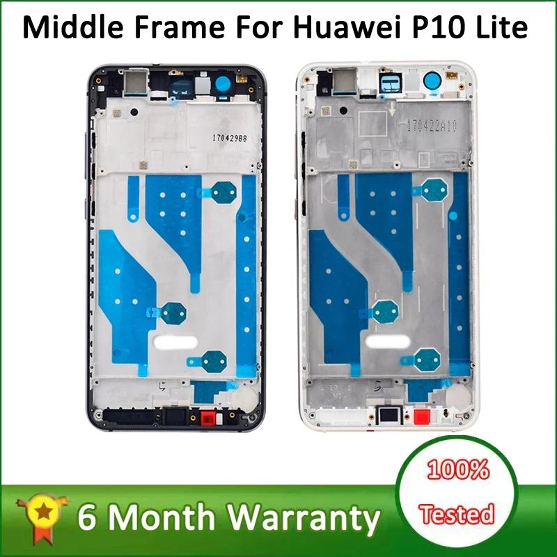 For Huawei P10 Lite Middle Frame Bezel Middle Plate Cover For p10 lite LCD Frame WAS L03LX3 LX2 WAS AL00 TL10 Back batter cover phone frame photo