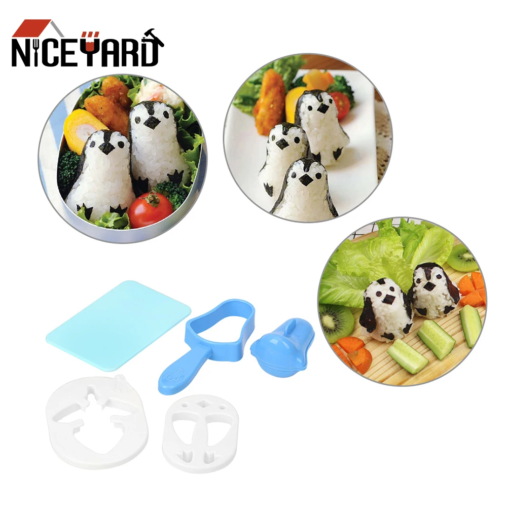 NICEYARD Penguin Sushi Maker Mold Nori Punch Pad Plastic Rice Ball Mould 1 set Cooking Tools Bento Tool | Дом и сад