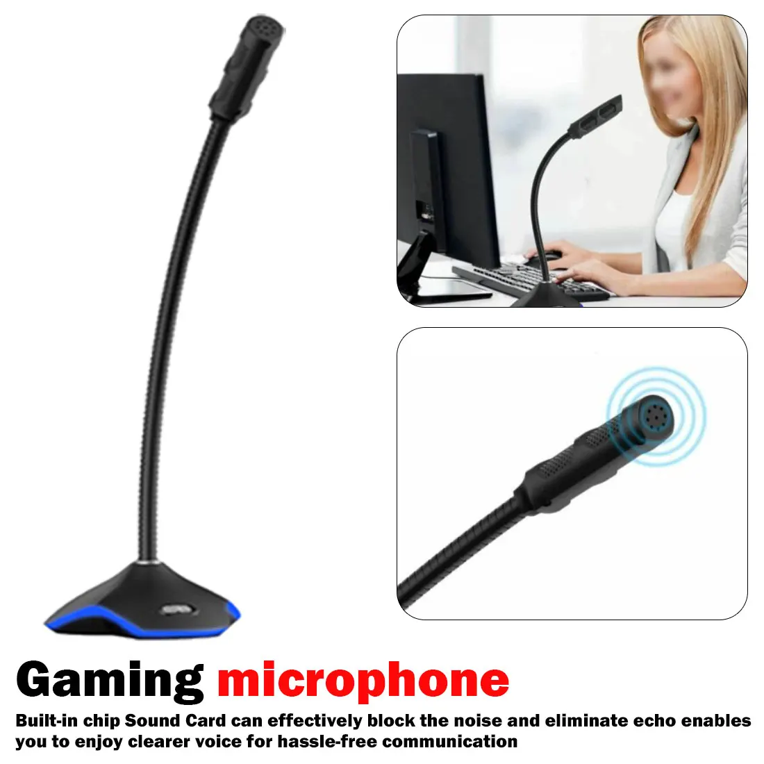 USB конденсаторный микрофон со светодиодной подсветкой для компьютерной записи игр общения