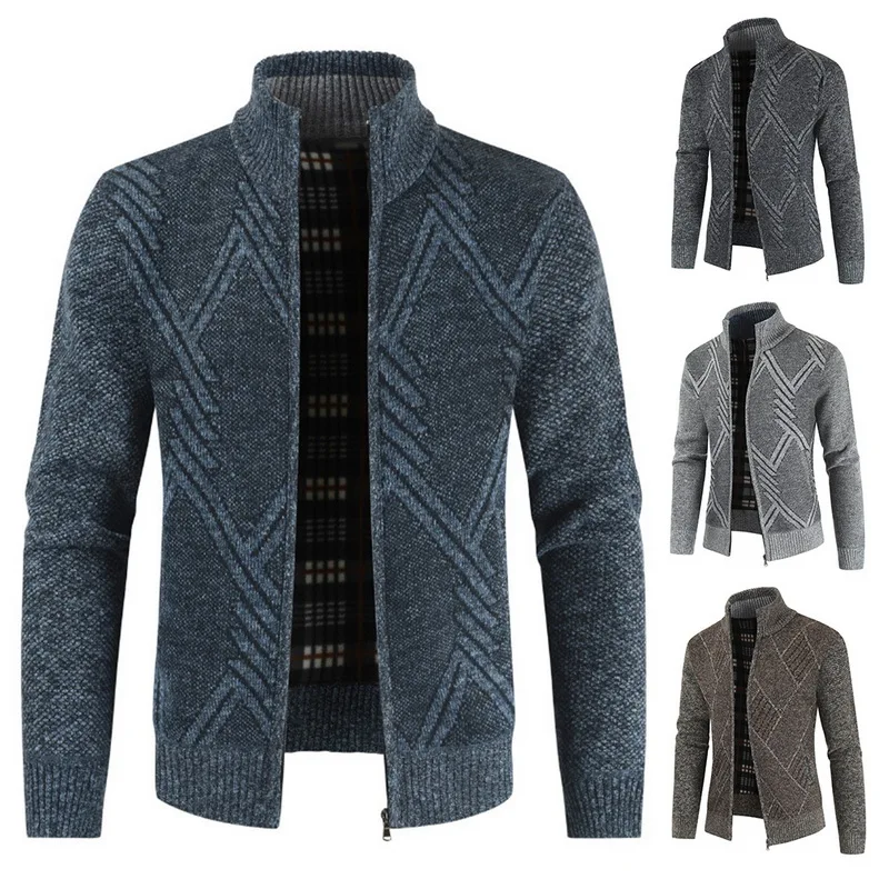 2020 Mens Cardigan Sweater Autumn Stand Collar Zipper Knitted Casual Sweatercoat Coats Men Warm Clothes Fleece Knit Outwear New 2020 Mens Cardigan Sweater Autumn Stand Collar Zipper Knitted Casual Sweatercoat Coats Men Warm Clothes Fleece Knit Outwear New
