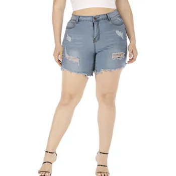 

jeans woman Summer Plus Size Short Jeans Denim Female Pockets Wash Hole Denim Shorts Comfortable jeans for women джинсы женские