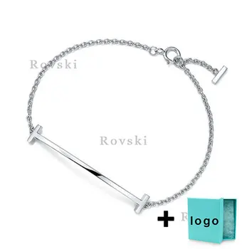 

SL TFB Rllen Original 925 Sterling Silver Double Tee Bracelet with Original Logo Jewelry Wholesale.