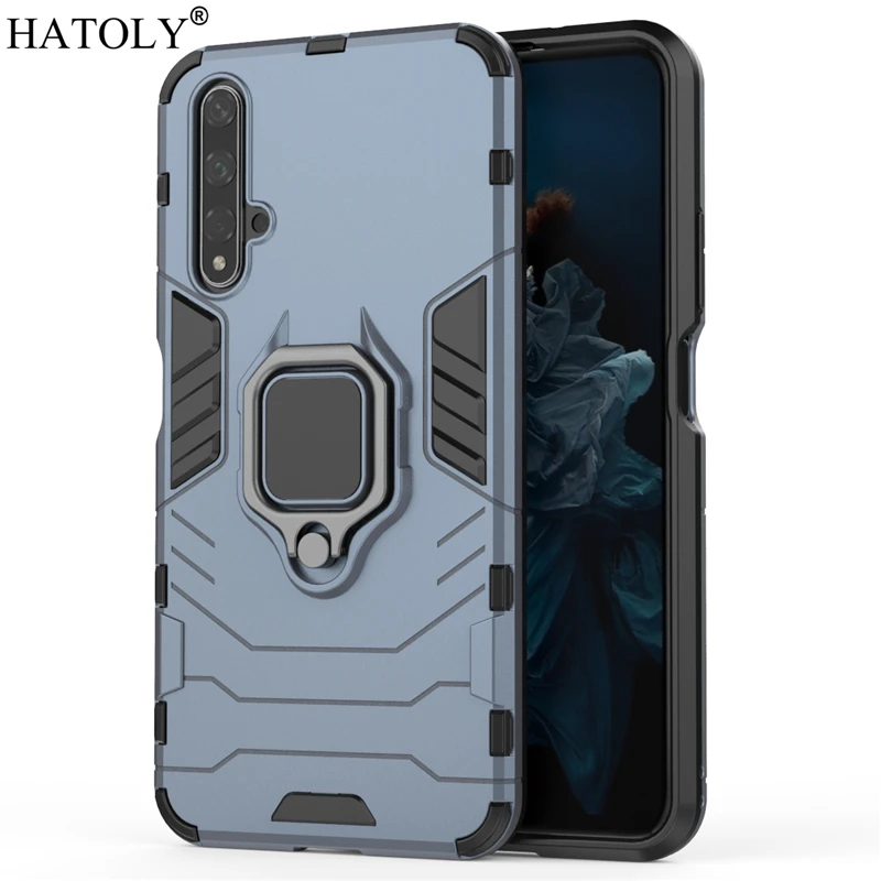 Navy Blue Чехол для huawei Nova 5 T, чехол для huawei Nova 5T с кольцом на палец, чехол для телефона, Жесткий Чехол из поликарбоната и ТПУ, защитный чехол для huawei Nova 5T - Цвет: Navy Blue