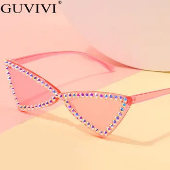 

Cat Eye Rhinestone Sunglasses Women 2020 Luxury Diamond Sunglasses Men Small Glasses Ladies Triangle Vintage Sunglasses Retro
