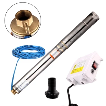 

SHYLIYU 220V 1.5hp 4 Inch Electric Submersible Water Pump108m Suction Deep Well Centrifugal BoreHole Water Pump 1.25" 40m Cable