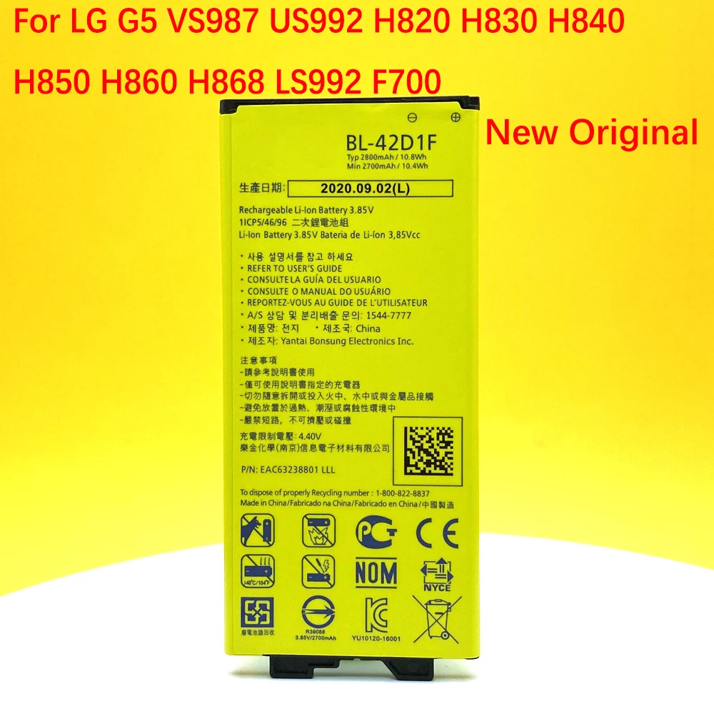 New Original 2800mAh BL-42D1F Battery For LG G5 VS987 US992 H820 H830 H840 H850 H860 H868 LS992 F700 Smart Mobile phone | Мобильные