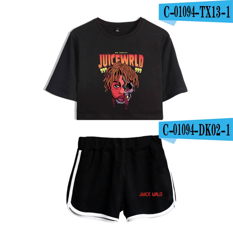 Rapper Juice WRLD "все девочки одинаковые" "Lucid Dreams" принт женский костюм из двух предметов шорты+ милые футболки горячая Распродажа одежды - Цвет: picture color