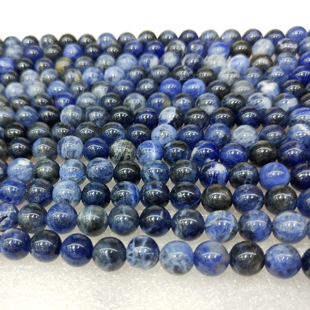 Natural Brazilian Blue Ribbon Beads Semi-finished Brazilian Blue Beads Semi-precious Stones Handmade Necklace DIY Bracelet 39cm 1