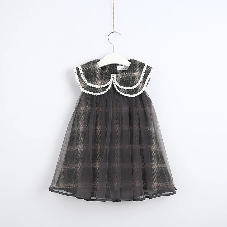 Toddler Girl Plaid Woolen Party Ruffle Dress Kids Wholesale Lot Bulk Clothes Fall Winter Girl Fashion Princess Dress Puppy Style