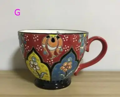 Европейская роскошная керамическая кофейная чашка блюдо ложка Подарочная коробка костюм кружки молоко кружки для чая кофе 450 мл pf101207 - Цвет: G
