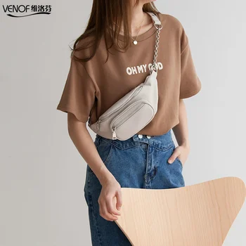 

VENOF 2020 Fashion Women's Cowhide Leather Chest Bag Casual Ladies Samll Shoulder Bag Female Leather Crossboday Bags Women Pmsix