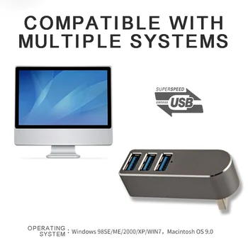 

3Ports USB3.0 HUB High Speed Rotatable USB Splitter Adapter Hub Multi-port USB Charging Splitter For PC Laptop Notebook Computer