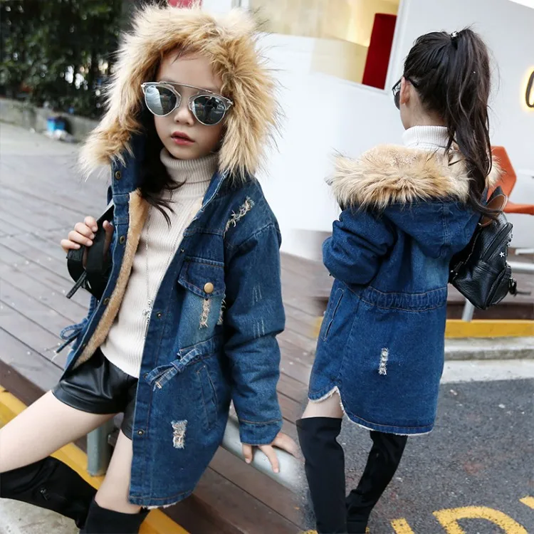 

Girls' Jean Jacket 2019 New Style Spring And Autumn Korean-style Western Style Big Boy CHILDREN'S Garment Autumn Mid-length Tops