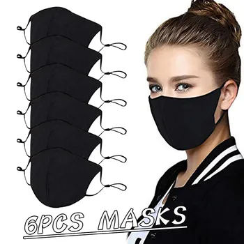 

6PCS Adult Universal Facemask Mouth Cover Breathable PM2.5 Dust-Proof Smog Earloop Washable Face Cover For Adults mascarillas
