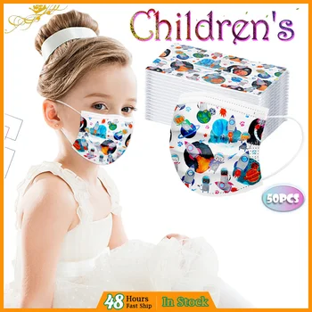 

50pcs 3 ply 3D Mask Non-Woven Children colour Face Mask Cartoon Disposable Mouth face Mask Kids Dustproof Respirator masker
