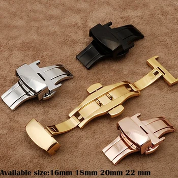 

16mm 18mm 20mm 22mm New High Quality Polished Silver Stainless Steel Butterfly Deployment Clasp Buckle For Watch Strap Band