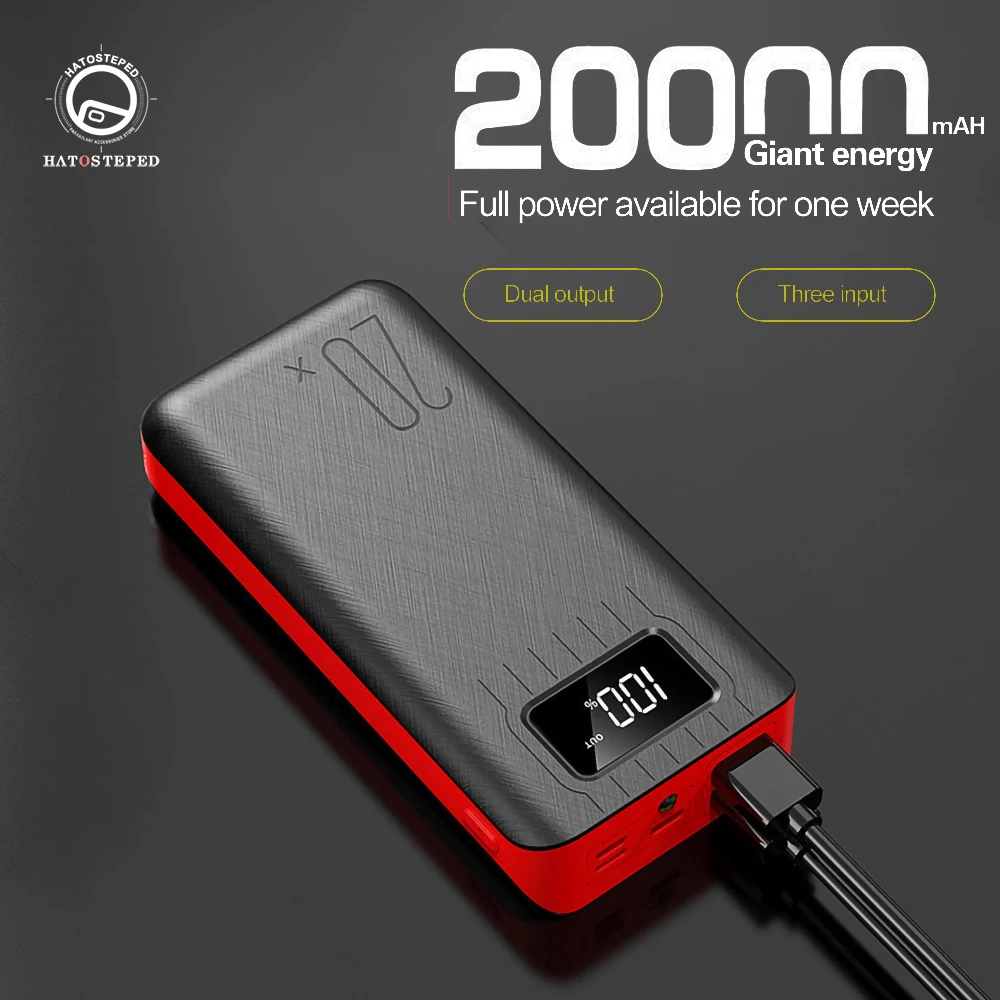 Online Cargador de batería externo de tipo C de carga rápida de 20000mAh cargador de batería portátil de pantalla LED para Xiaomi