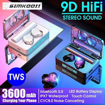

SIMKOOII xsplus Bluetooth 5.0 Wireless Earbuds with Charging Case IPX7 Waterproof TWS Stereo Headsets in Ear with Mic