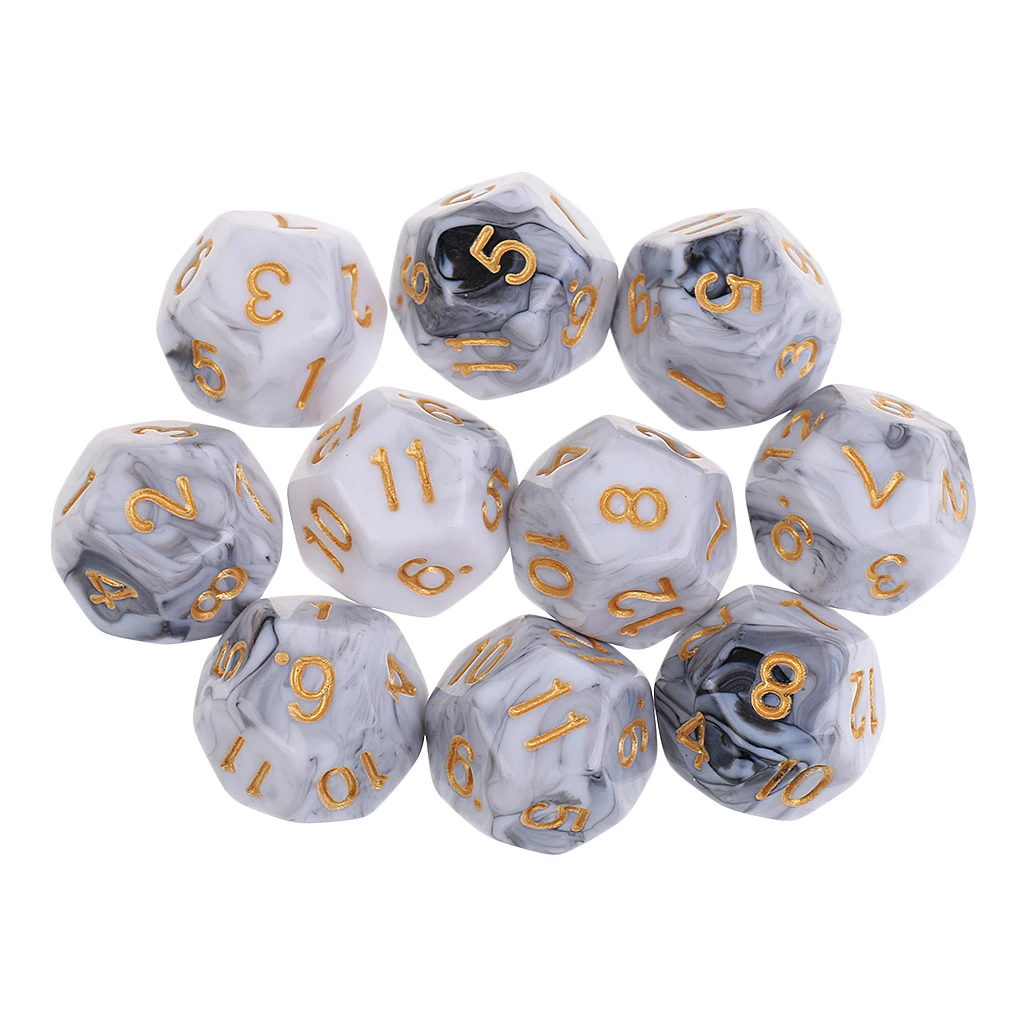 10 шт. 12 сторонние кубики D12 многогранные для Dungeons и Dragons вечерние настольные