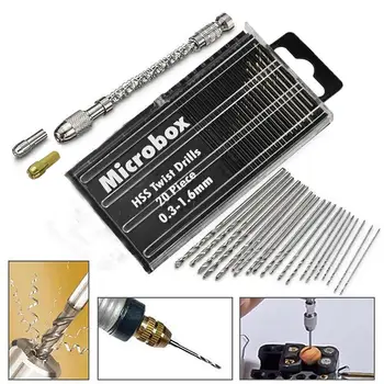 

DIY Tool 21 pcs Mini Micro Spiral Hand Manual Push Drill Chuck Twist Pin Vise Bit