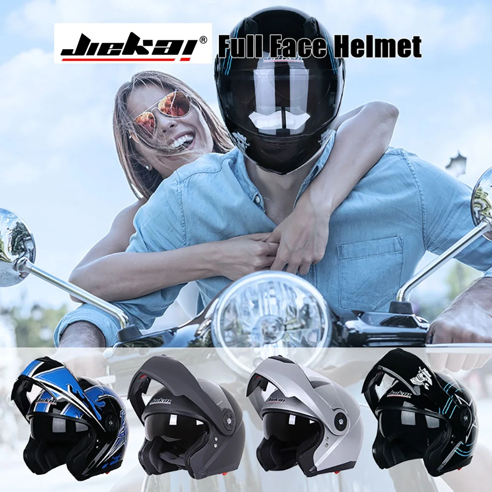 

JIEKAI Motorcycle Helmets Motorbike Full Face Helmet Street Bike Racing Crash Helmet with Sun Visor Dual Lens Moto Bike Helmets