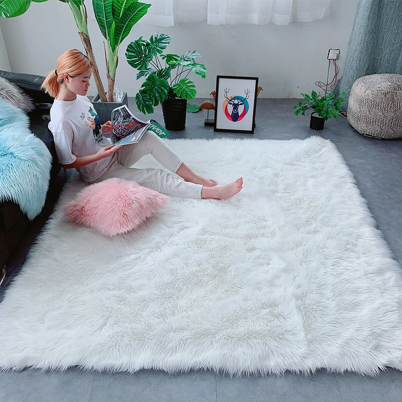 新品本物 シンプルな白い毛皮のベッドサイドカーペットの寝室のフルショップかわいい家のフ3 カーペット -  www.collectiviteslocales.fr