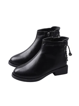 

Korean version of Martin boots women 2019 autumn and winter new handsome fashion wild side zipper short boots tide
