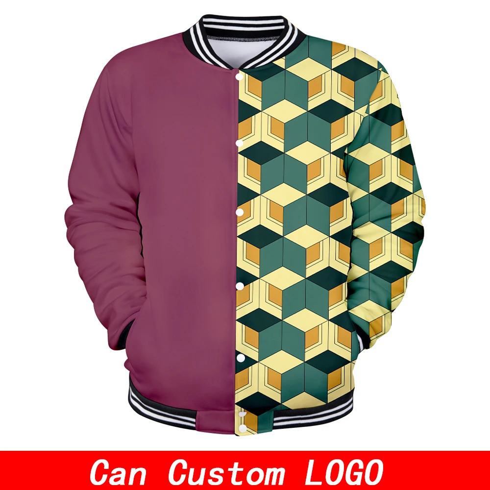

2019 New designs Demon Slayer Baseball uniform Autumn Casual Harajuku cosplay Baseball Jackets plus size for men streetwear