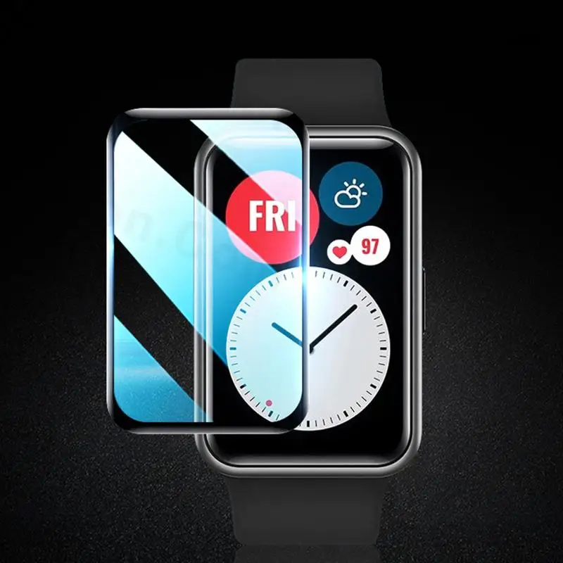 1-3PCS 9D Curved Clear Soft Fiber Protective Glass For Huawei Watch Fit Smartwatch Full Screen Protectors Film Cover Accessories