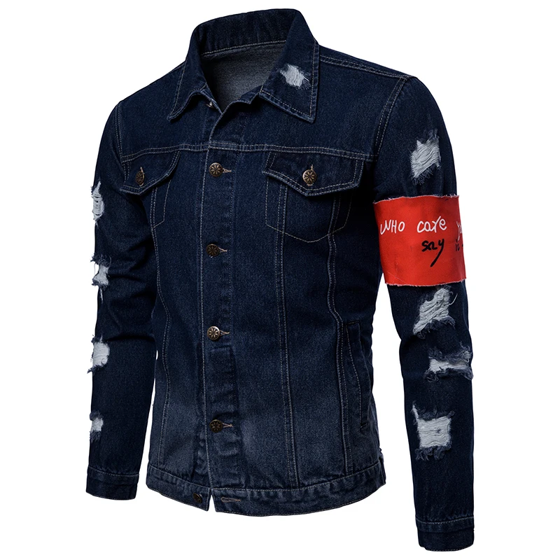 

Autumn solid color coat Jacket men Denim Jacket Casual Fashion Jacket Men fashion comfortable pocket design contrast Tops