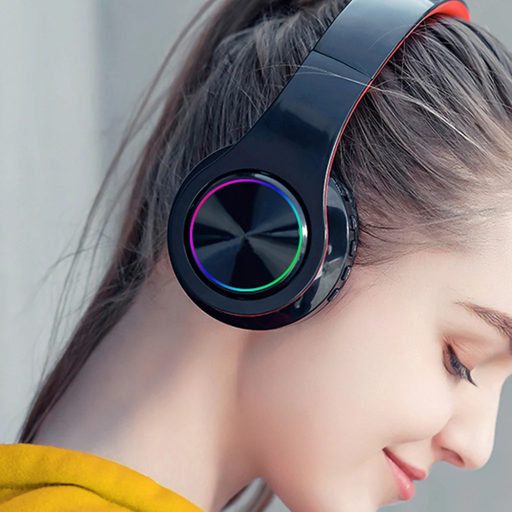 Классные RGB Светящиеся огни беспроводной Bluetooth Музыка игровая гарнитура складные глубокий бас стерео наушники с шумоподавлением