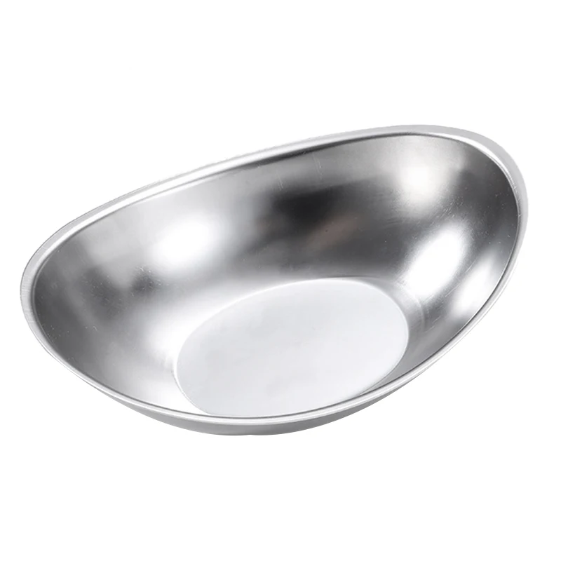 Stainless Steel Bowl Ingot Shape Salad Plate Kebab Tableware French Fries Container | Дом и сад