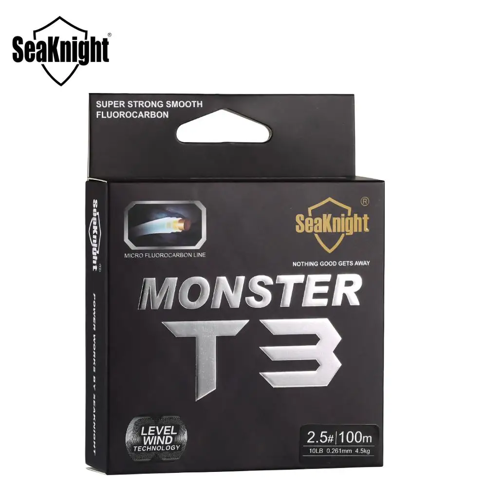 SeaKnight бренд MONSTER T3 Тройная фторуглеродная структура леска 100 м 0,148-0,32 мм Топ японский материал леска из нейлонового моноволокна