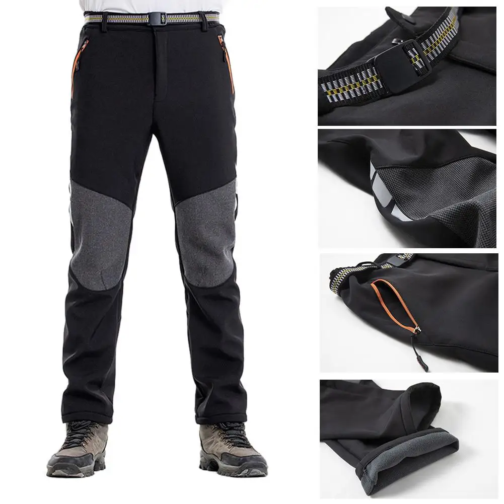 Зимние лыжные брюки для мужчин, уличные походные водонепроницаемые флисовые лыжные брюки для альпинизма, флисовые брюки для рыбалки