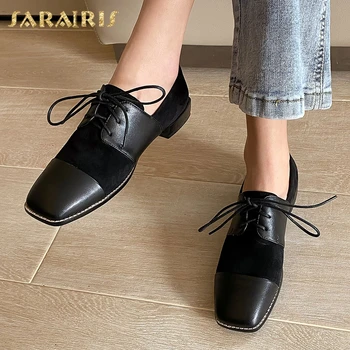

Sarairis New Fashion 2020 Chunky Heels Casual Pumps Woman Shoes Lace-Up Square Toe Spring Leisure Shoes Women Pumps Female