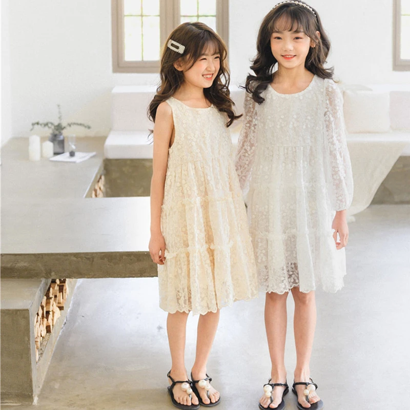 Teen Flower Girl Dresses For Kids Clothes Summer 2020 Spring White Beige Lace Floral Dress Girls 13 To 15 5 6 12 14 Years 8 | Детская