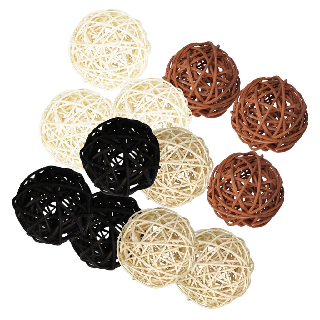 12Pcs Mix Decorative Rattan Twig Vase Bowl Filler Rattan Wicker Cane Ball 50mm