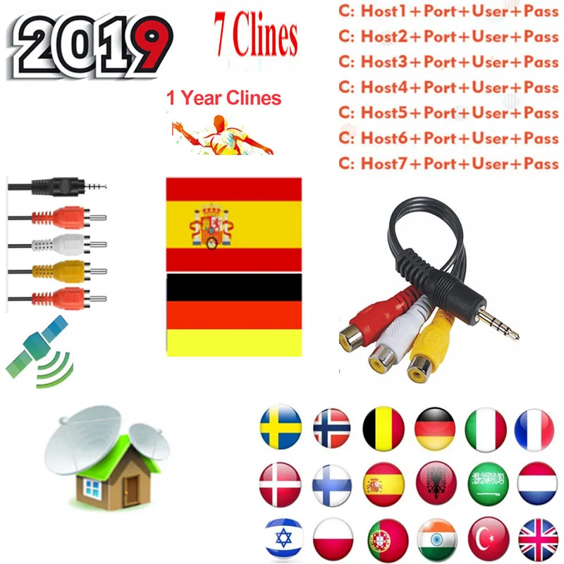 

Cccam Europa 1year free Portugal Germany Poland Satellite tv Receiver 7Clines Europe For DVB-S2 X800 X800S V7 v7s v8 nova V9
