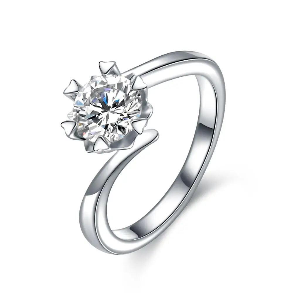 Классический 100% 925 Серебряное кольцо покрытое 18 каратами золота 0.5ct 1ct муассанит