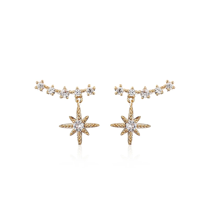 Star Earrings Новинка, винтажные японские корейские серьги-кольца для женщин, ручная работа, милые серьги-кольца с искусственным жемчугом, ювелирные изделия, подарки - Окраска металла: Star Earrings