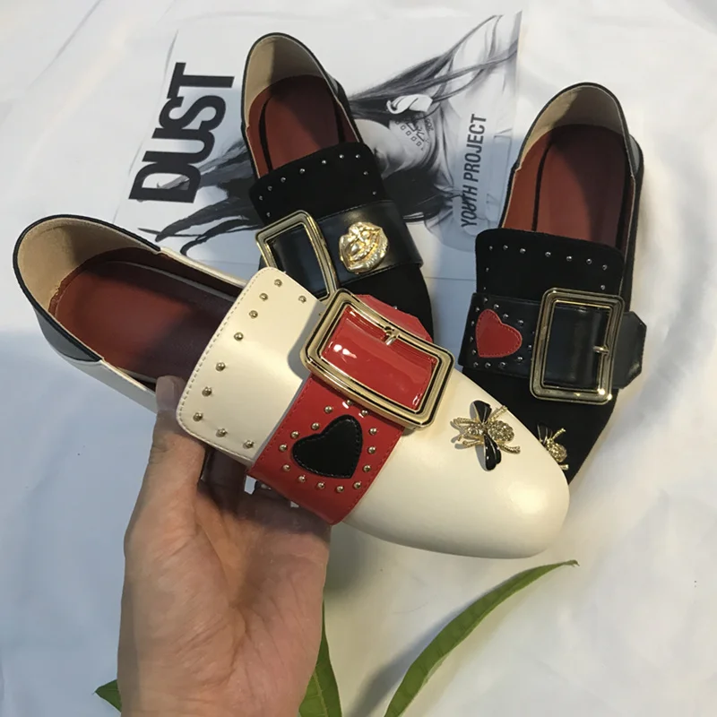 

2019 Slip On Woman Loafers Square Toe Woman Casual Shoes Belt Buckle Design Woman Shoe Metal Deor Sapato Feminino