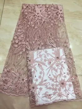 

Cheap fashion beaded sequin embroidery French tulle lace fabric, 5 yards / piece, the latest style tulle lace fabric FD-111