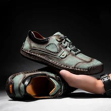 2020 Summer Soft Men's Casual Shoes Breathable Leather Handmade Loafers Brand Men Italy Rome Shoes Flat Moccasins Men Sneakers