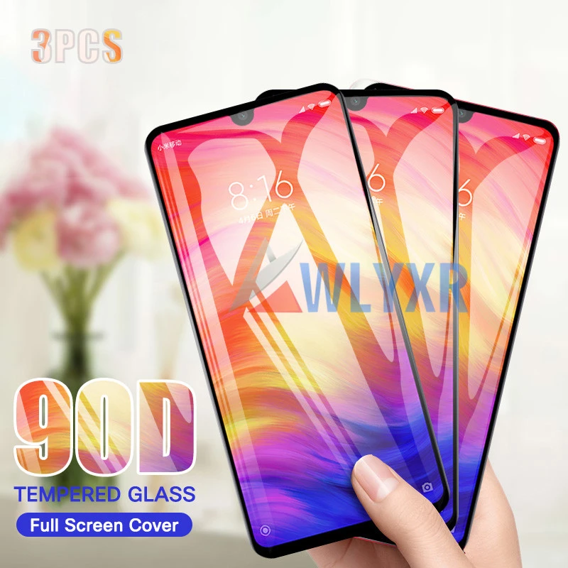 3 шт. 90D закаленное стекло для Xiaomi Redmi Note 7 Pro A 6 5 K20 защита экрана Mi 9 9X 9T A3 защитная