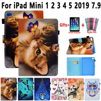 

Cartoon Cat Case for iPad Mini 1 2 3 4 5 2019 7.9 Smart Cover Pu Leather Soft Shockproof Animal Flip Anti Slip Tablet Shell