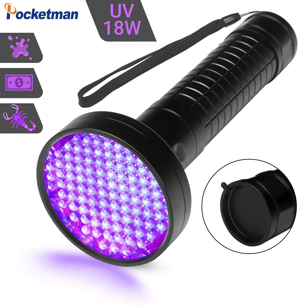 UV Flashlight 100 LED 395 nM Ultraviolet Blacklight Flashlights Detector for Dry Pets Urine&Pet Stains&Bed Bug z50